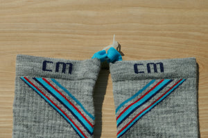 Step 4:  E-Zmate Men's Merino Wool Crew Socks fully linked together at the cuff using the Climatesox.com clip system